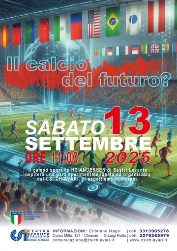 IL CALCIO DEL FUTURO Appuntamento sabato 13 settembre all'Andersen di Sestri