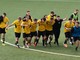 La festa dei giocatori gialloneri al termine di una vittoria in campionato