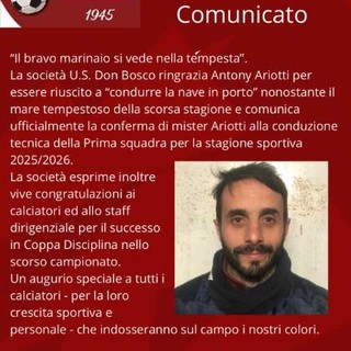 DON BOSCO La conferma di mister Ariotti