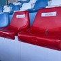 VIRTUS ENTELLA Due seggiolini dello Stadio Comunale di Chiavari si colorano di rosso
