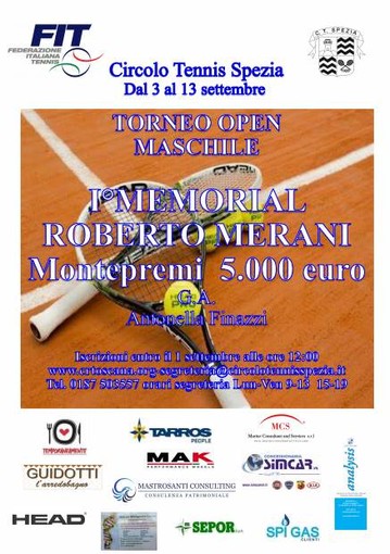 Tennis - Memorial &quot;Roberto Merani&quot; a Settembre al Circolo Spezia