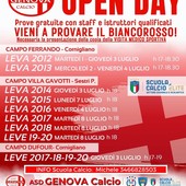 GENOVA CALCIO Gli Open Day maschili e femminili