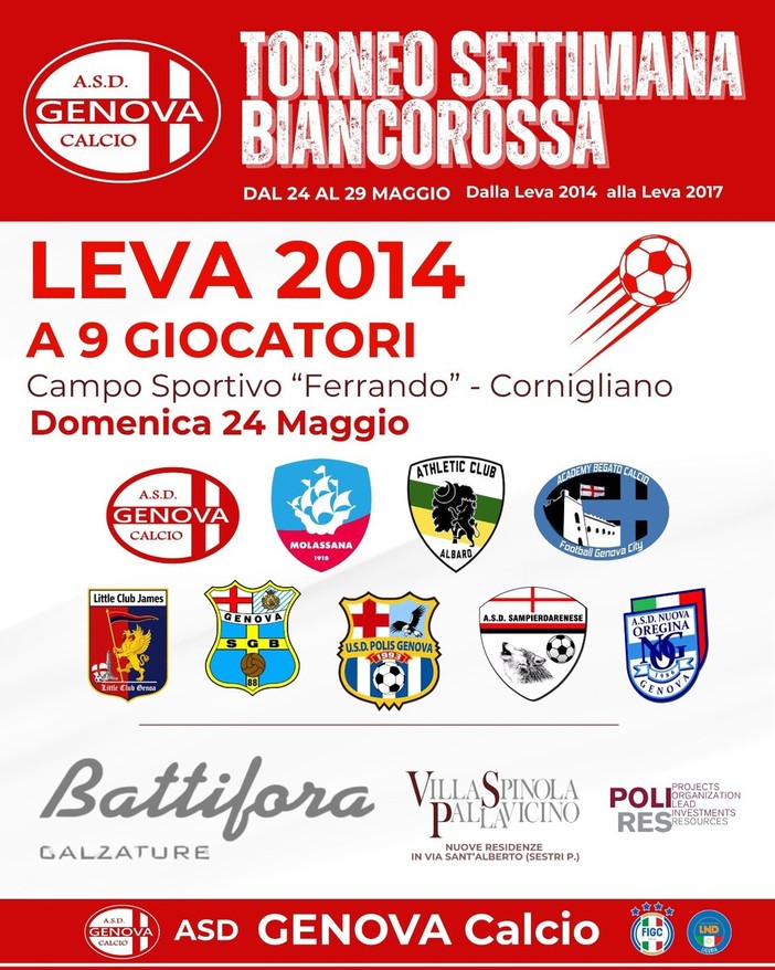 TORNEI GENOVA CALCIO Domenica a Cornigliano di scena i 2014 TORNEI GENOVA CALCIO Domenica a Cornigliano di scena i 2014