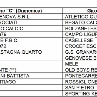 SECONDA E TERZA CATEGORIA Ecco i gironi di Genova e Chiavari