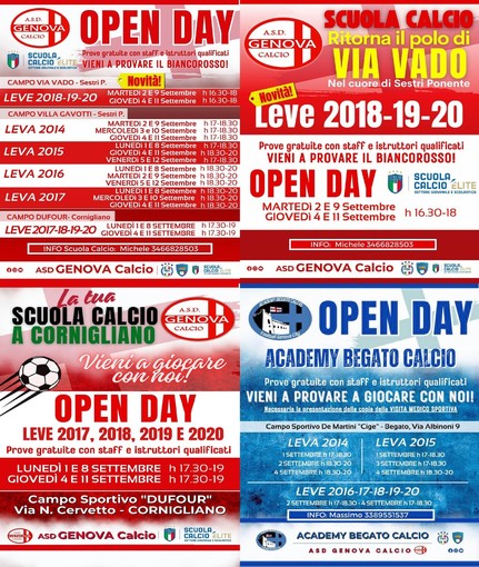 GENOVA CALCIO Ecco gli Open Day