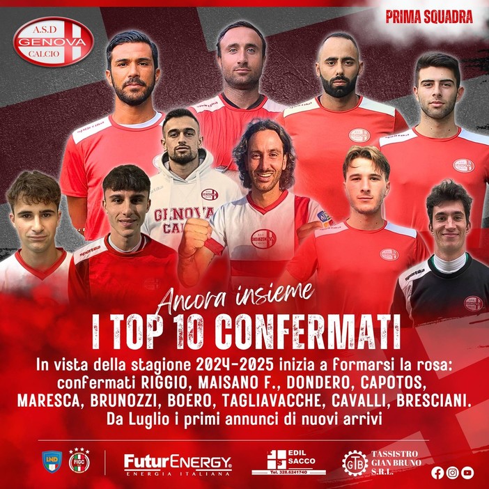 ECCELLENZA Le 10 conferme della Genova Calcio