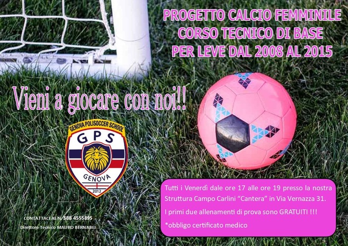 GENOVA POLISOCCER SCHOOL Calcio femminile: il progetto tecnico va avanti ed è in espansione