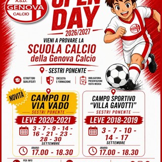 GENOVA CALCIO Gli Open Day a Villa Gavotti e in via Vado