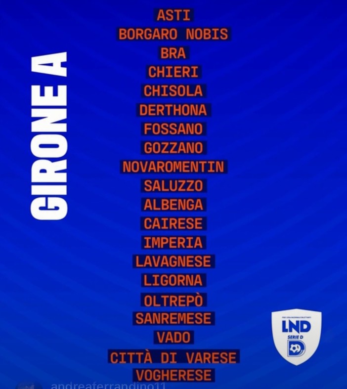 SERIE D Sette liguri nel girone A