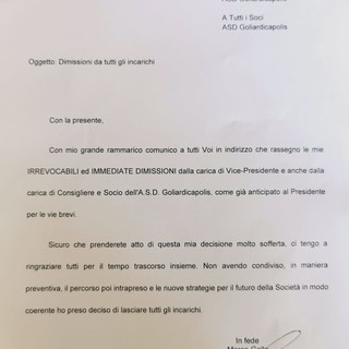 GOLIARDICA Ufficiali le dimissioni di Marco Gallo