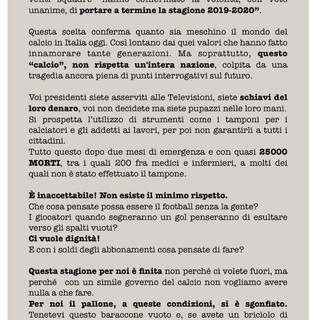 &quot;QUESTA STAGIONE PER NOI E' FINITA!&quot;
