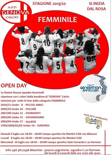 GENOVA CALCIO L'Open Day del femminile