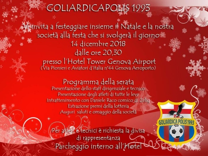 Stasera la festa di Natale della Goliardica