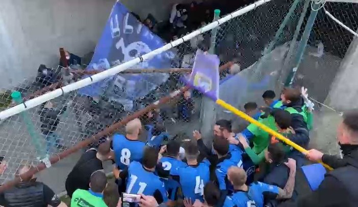 VIDEO/IMPERIA-SANREMESE Come si caricano i nerazzurri di Lupo prima della partita e come festeggiano alla fine coi propri tifosi