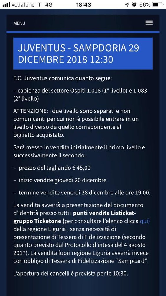 Signori, la Juve... biglietti a 45 euro