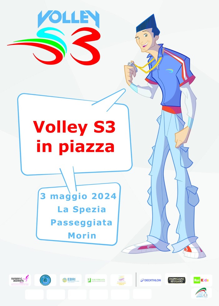 Volley S3 in piazza venerdì 3 maggio alla Spezia  con Andrea Lucchetta e Valerio Vermiglio