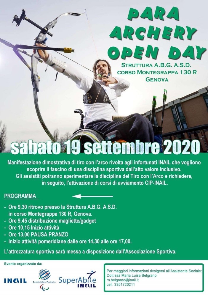 Tiro con l'arco: a Genova l'evento &quot;Para Archery Open Day&quot;