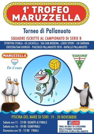 PALLANUOTO Torneo Maruzzella: sabato 19 e domenica 20 novembre la prima edizione firmata Sportiva Sturla a Sori