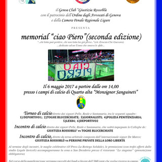 Il 6 maggio il &quot;Memorial Ciao Piero&quot;