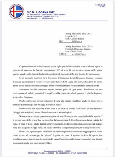 IL LIGORNA SI RIBELLA Scelta assurda e senza alcuna la logica