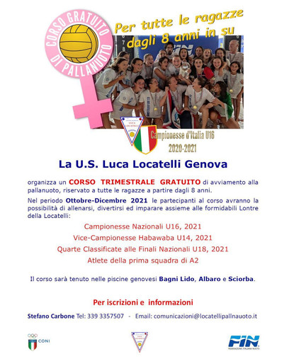 Col Memorial Martinelli 3 mesi di pallanuoto gratis per le ragazze!