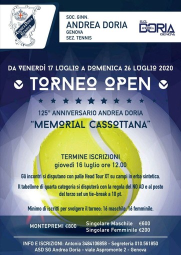 TENNIS Prende il via oggi il 18° Memorial Cassottana