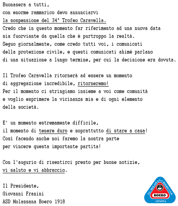 MOLASSANA Annullato il 34° Trofeo Caravella