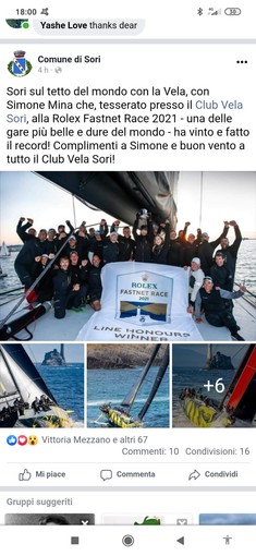 RN Sori omaggia la vittoria del Club Vela Sori dell’atleta Sorese Simone Mina RN Sori omaggia la vittoria del Club Vela Sori dell’atleta Sorese Simone Mina