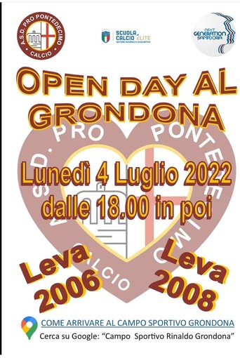 PRO PONTEDECIMO Partono gli Open Day