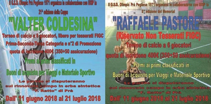 I tornei dell'Olimpic Pra' Pegliese: al via il Coldesina e il Pastore