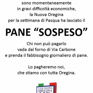 NUOVA OREGINA Una bella idea per tutto il quartiere: &quot;PANE SOSPESO&quot;