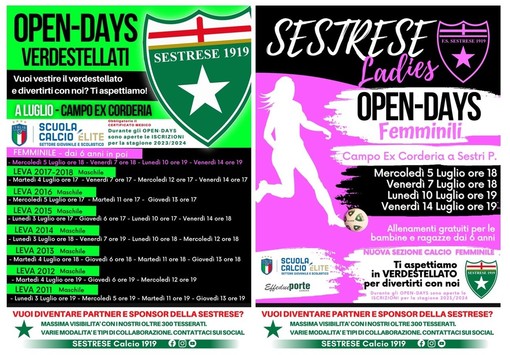 SESTRESE Ecco gli open day maschili e femminili