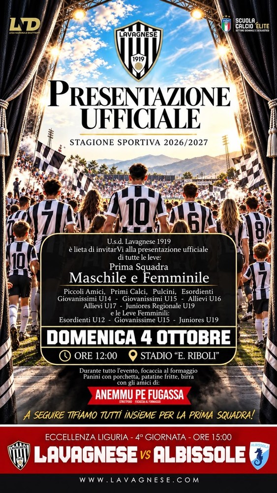 LAVAGNESE Domenica 4 ottobre la presentazione di tutte le leve