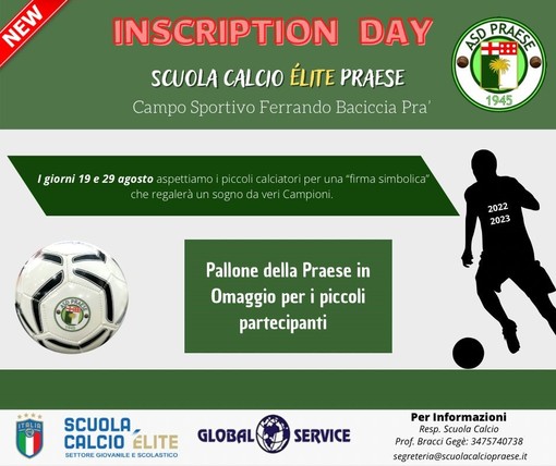 Praese: partono gli inscription day