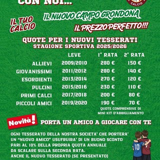 PONTEDECIMO Le quote per i nuovi tesserati
