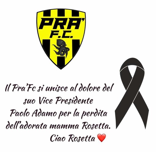 PRA FC IN LUTTO E' mancata la mamma del vicepresidente Paolo Adamo