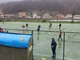 Il campo &quot;Oliveri&quot; a Campo Ligure inzuppato per la pioggia, gara a rischio in valle Stura