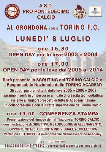Pro Pontedecimo: Open Day e rinnovo dell'affiliazione col Torino