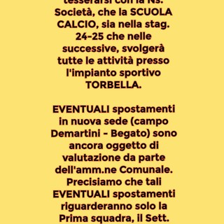 RIVAROLESE Chiarimenti sulla Scuola Calcio