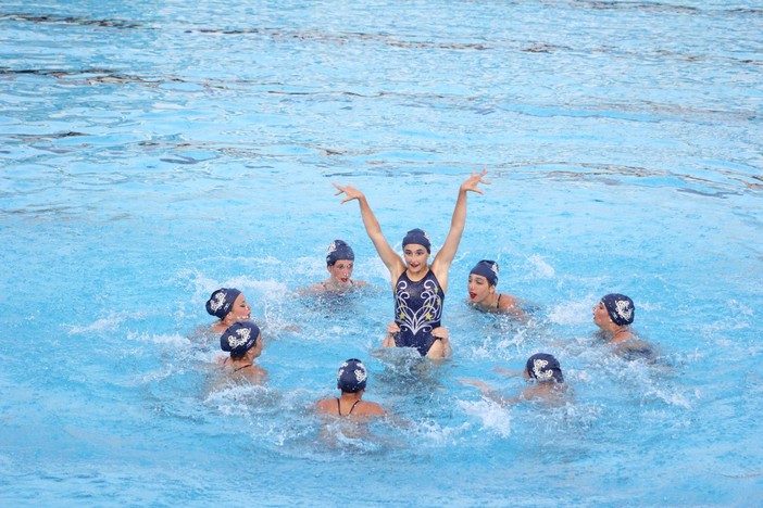 RAPALLO NUOTO Le atlete del nuoto artistico durante la serata di Champions della Pro Recco RAPALLO NUOTO Le atlete del nuoto artistico durante la serata di Champions della Pro Recco