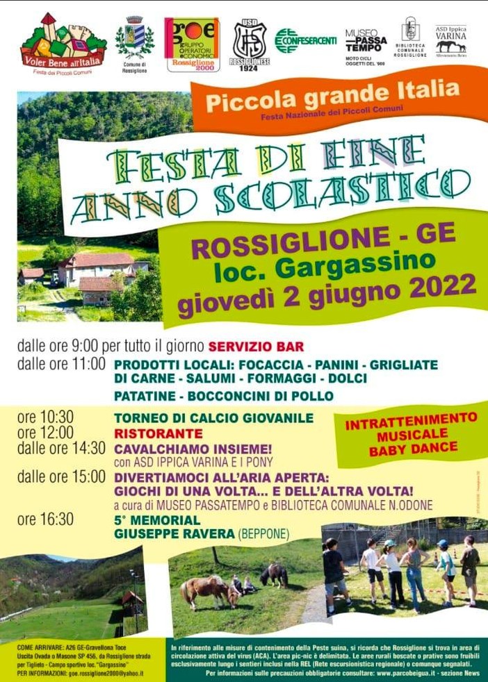 A ROSSIGLIONE GIOVEDI 2 GIUGNO La festa di fine anno scolastico