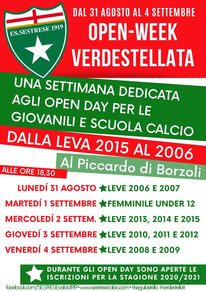 SESTRESE Open Week Verdestellata