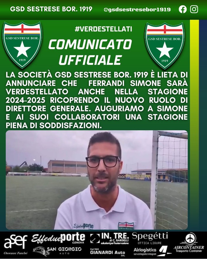 LA SESTRESE RIPARTE DA... SIMONE FERRANDI