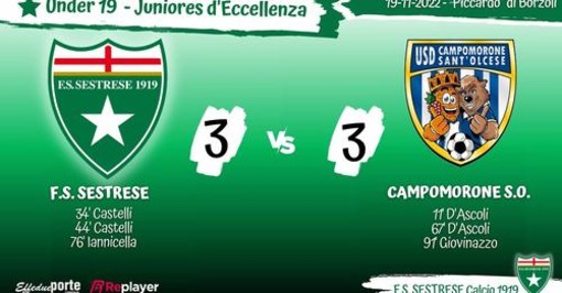 JUNIORES Sestrese-Campomorone 3-3