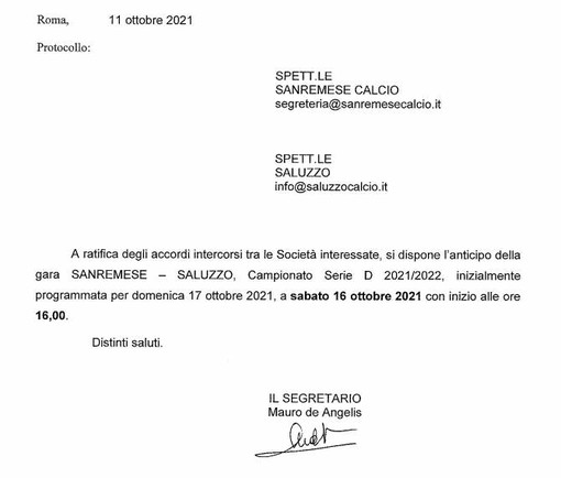 Sanremese – Saluzzo, i convocati biancoazzurri