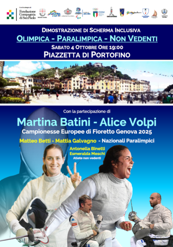La scherma inclusiva “sbarca” sabato 4 ottobre a Portofino