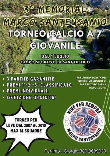 3° MEMORIAL MARCO SANTEUSANIO Torneo di calcio a 7 dal primo luglio