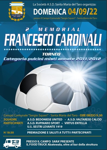 SANTA MARIA TARO Domenica prossima il 2* Memorial Francesco Cardinali