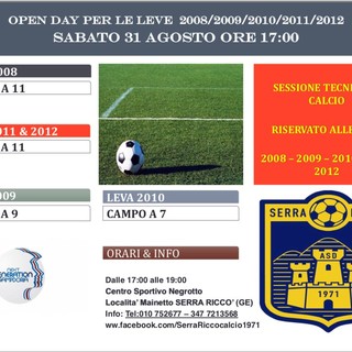 SERRA RICCO' Open Day il 31 agosto