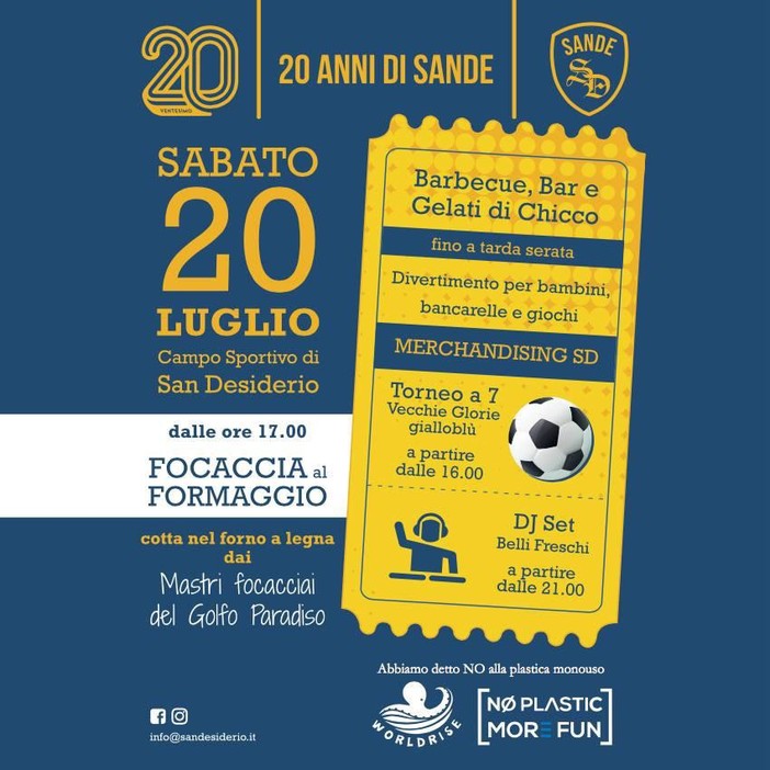 20 ANNI DI SANDE Oggi la grande festa